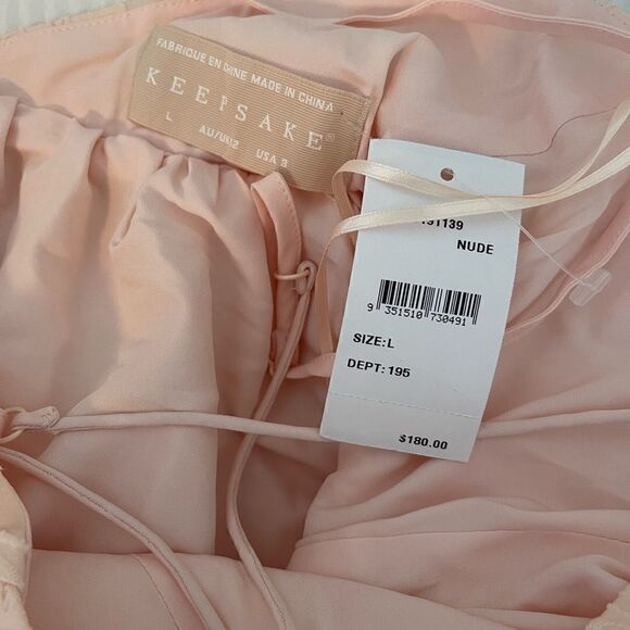 Keepsake the Label Offset Embroidered Mini Dress in Nude - Picture 11 of 12